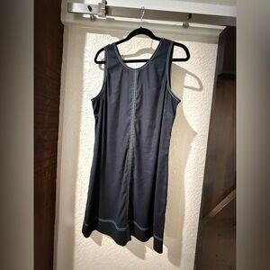 Tommy Bahama Palm a Dora Black Linen Sleeveless Midi Dress